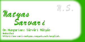 matyas sarvari business card